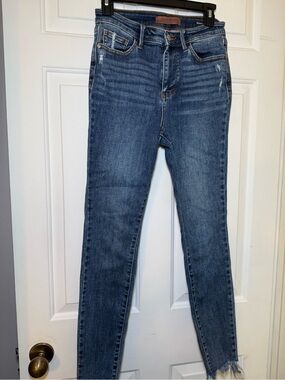 JUDY BLUE Jeans Size 5/27 Women's Jeans High Rise Skinny Fit Frayed Distressed